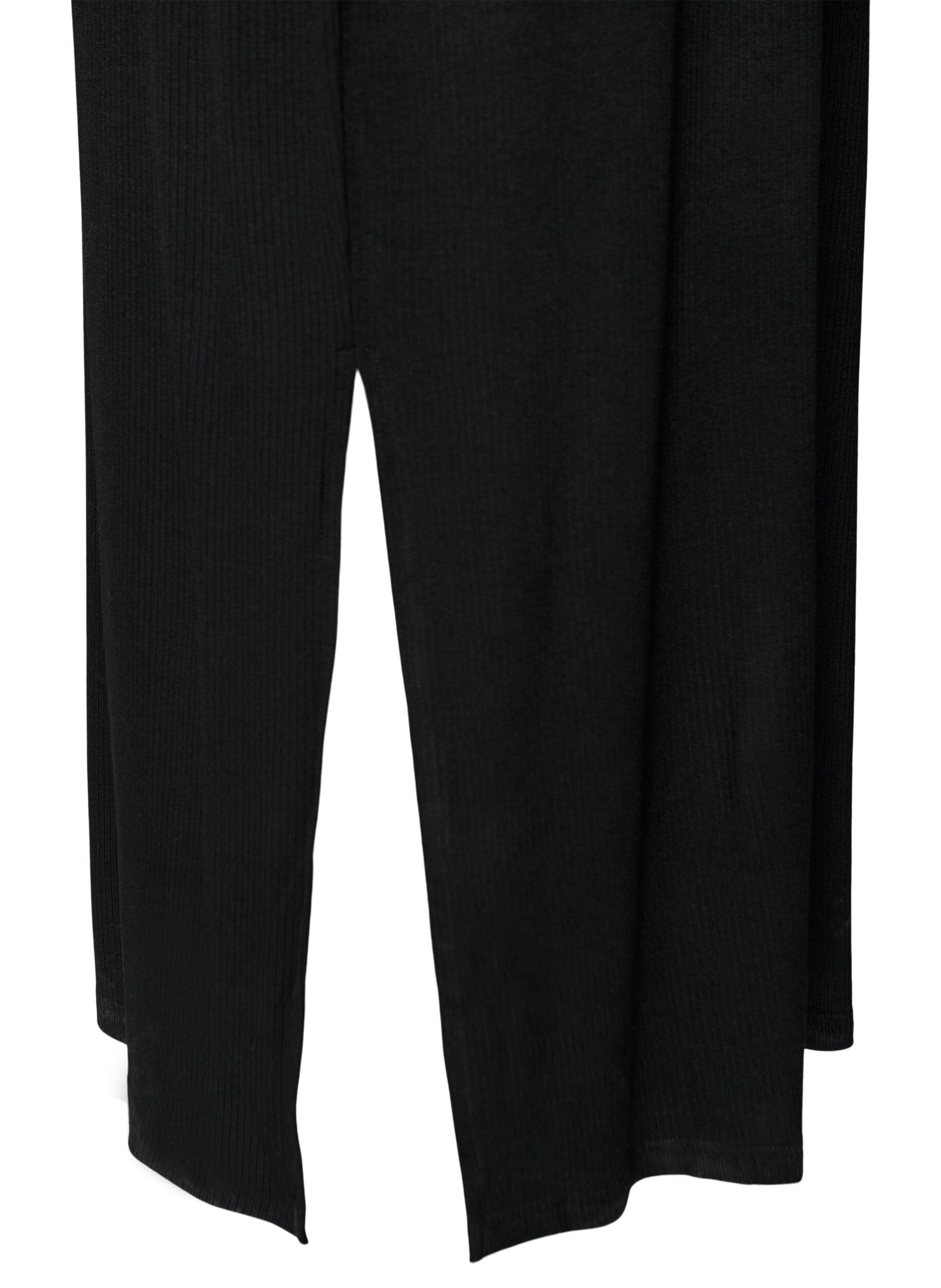 Zizzifashion Sleeveless ribbed dress in viscose, Black, Packshot image number 3