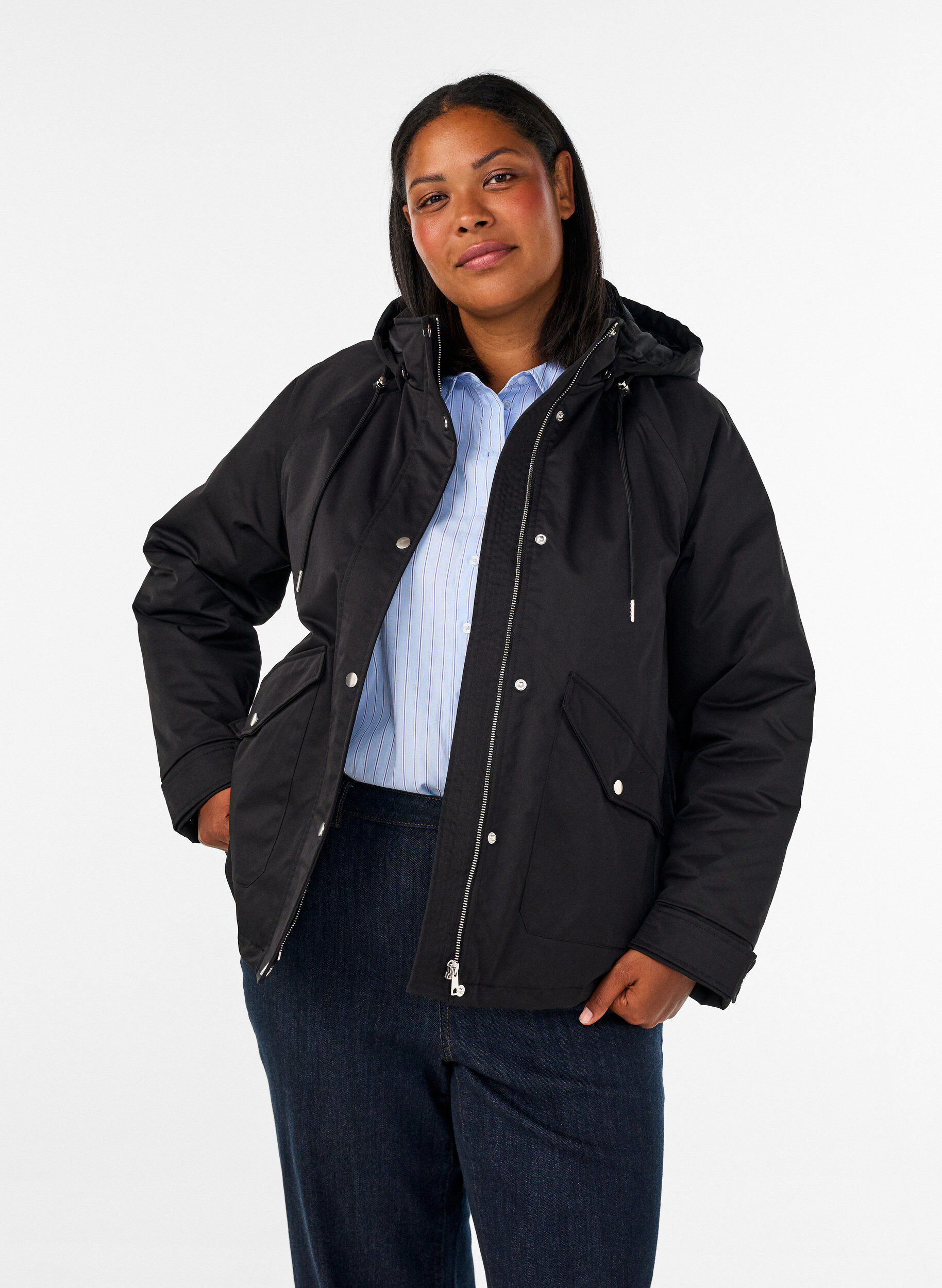 ZizzifashionPadded parka with a detachable hood, Black, Model image number 0
