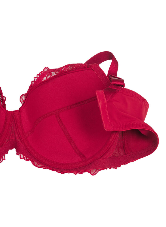 Padded lace bra with underwire, Red, Packshot image number 3