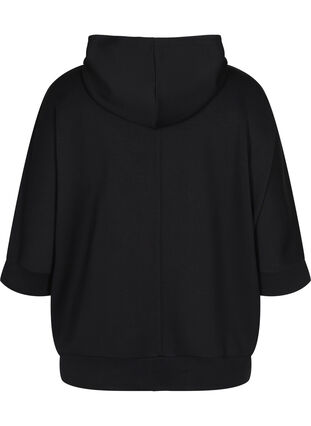 Hooded sweatshirt and 3/4 sleeves, Black, Packshot image number 1