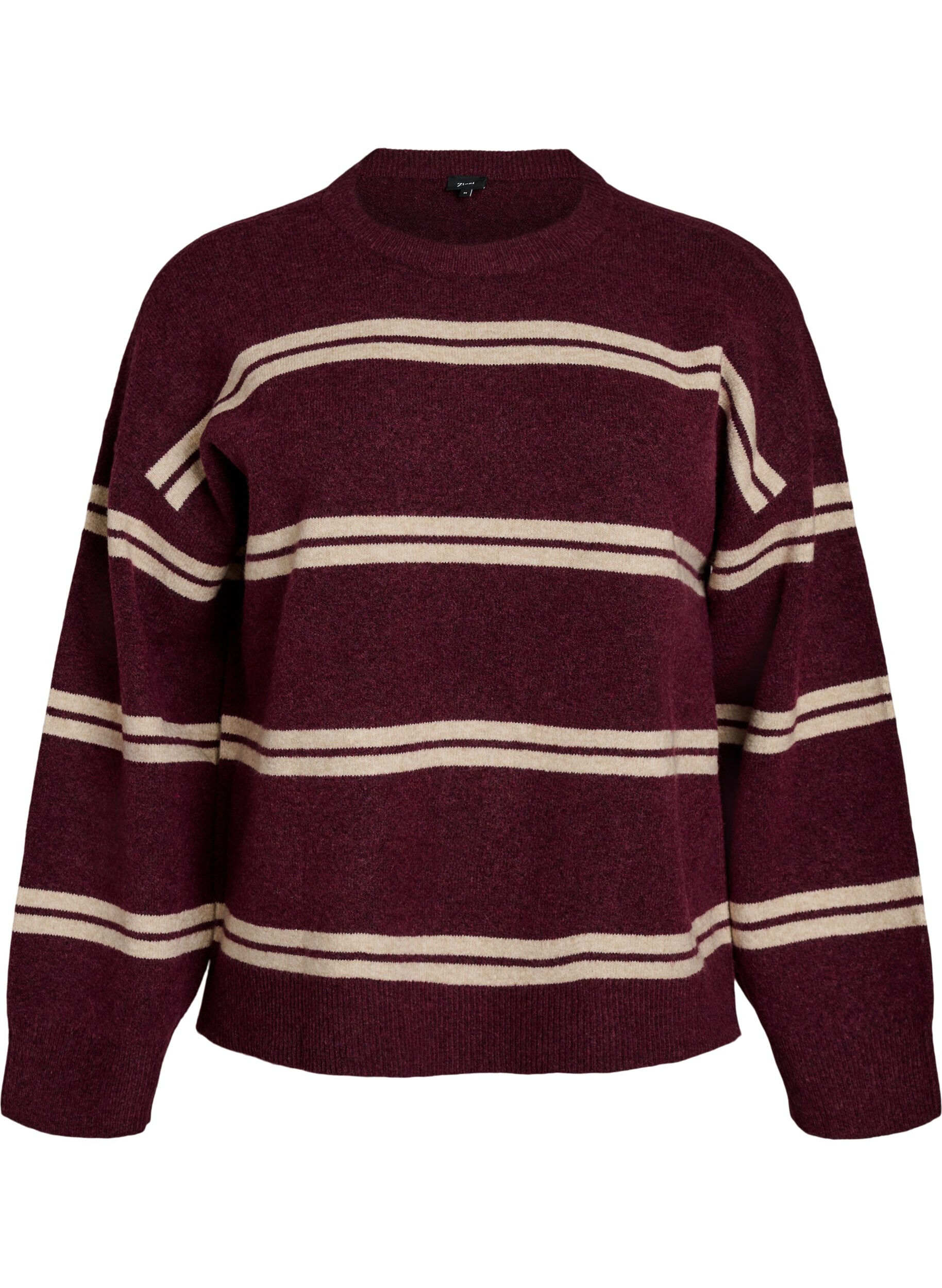 Knitted blouse with double contrast stripes