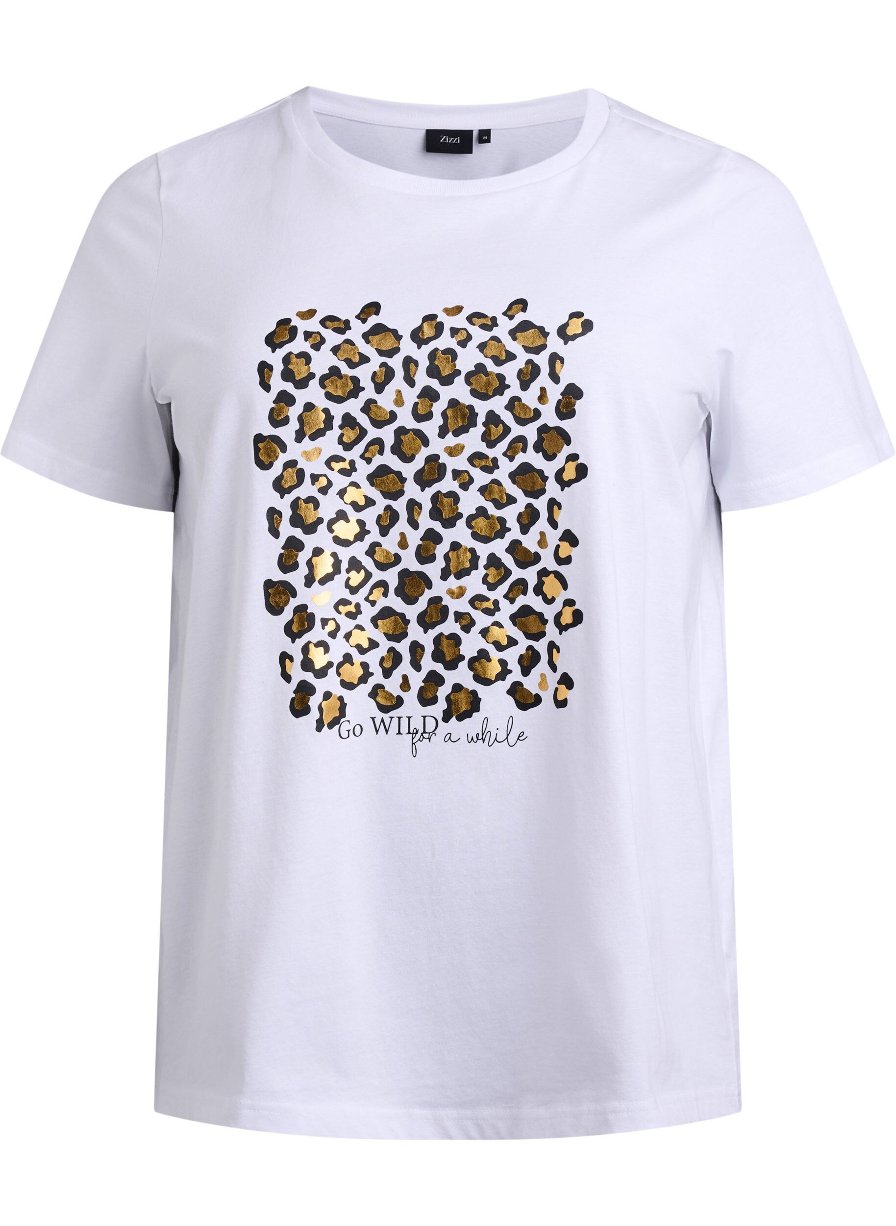 Zizzifashion T-shirt with leopard print, Bright White w. Leo, Packshot image number 0