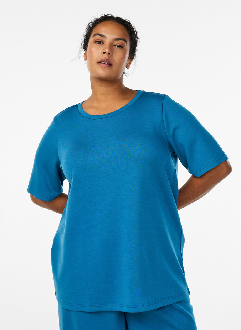 T-shirt in modal mix, Petrol, Model image number 0