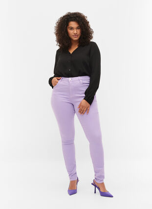 High waisted Amy jeans with super slim fit, Lavender, Model image number 0
