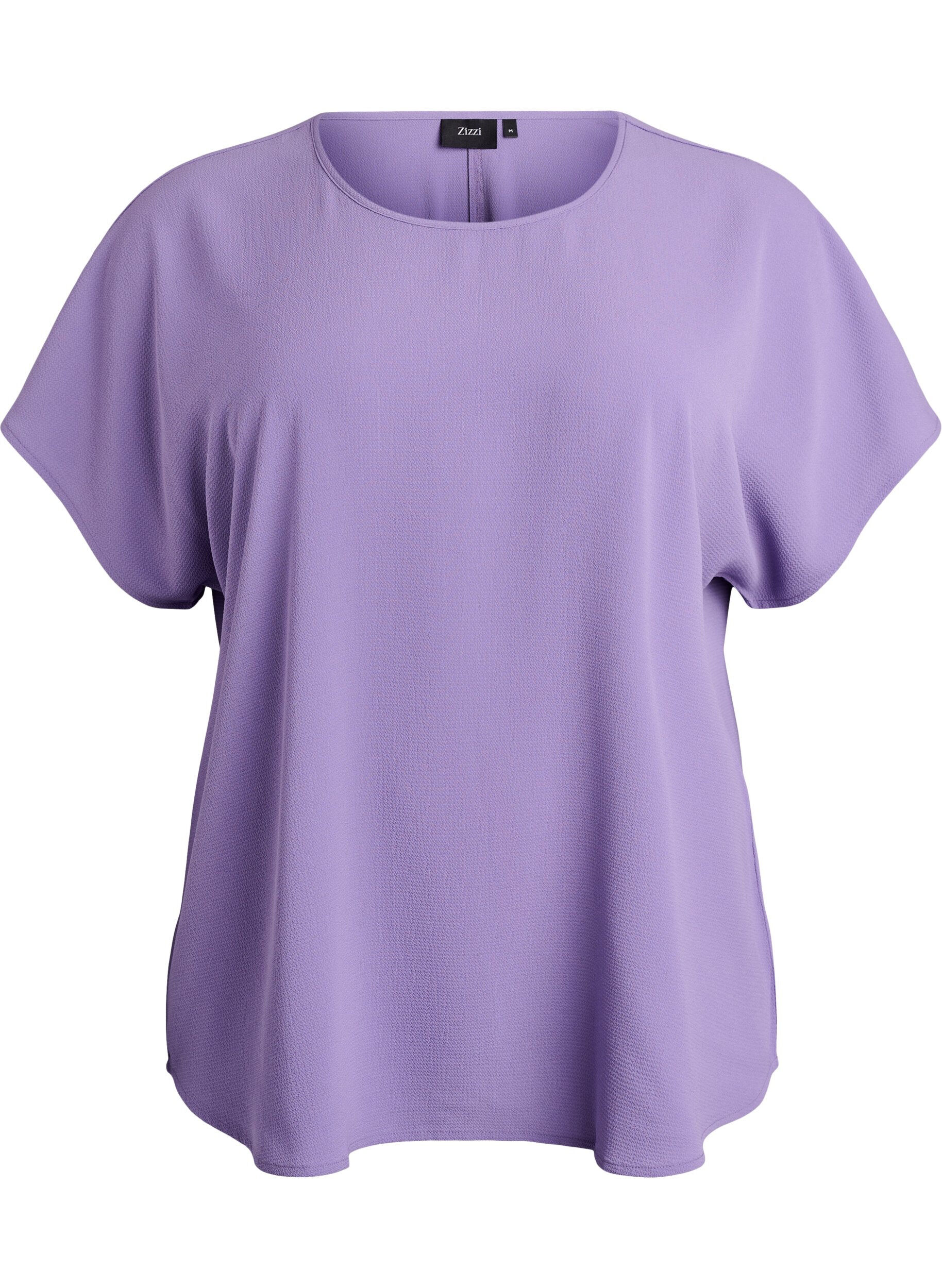 ZizzifashionBlouse with short sleeves and a round neckline, Purple, Packshot image number 0