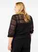 Blouse with hole pattern and 3/4 sleeves, Black, Model image number 2