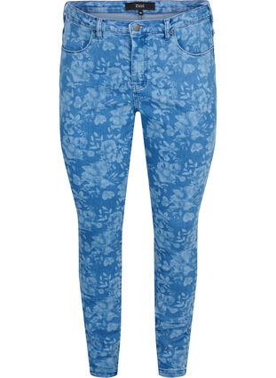 Patterned super slim Amy jeans, Blue denim, Packshot image number 0