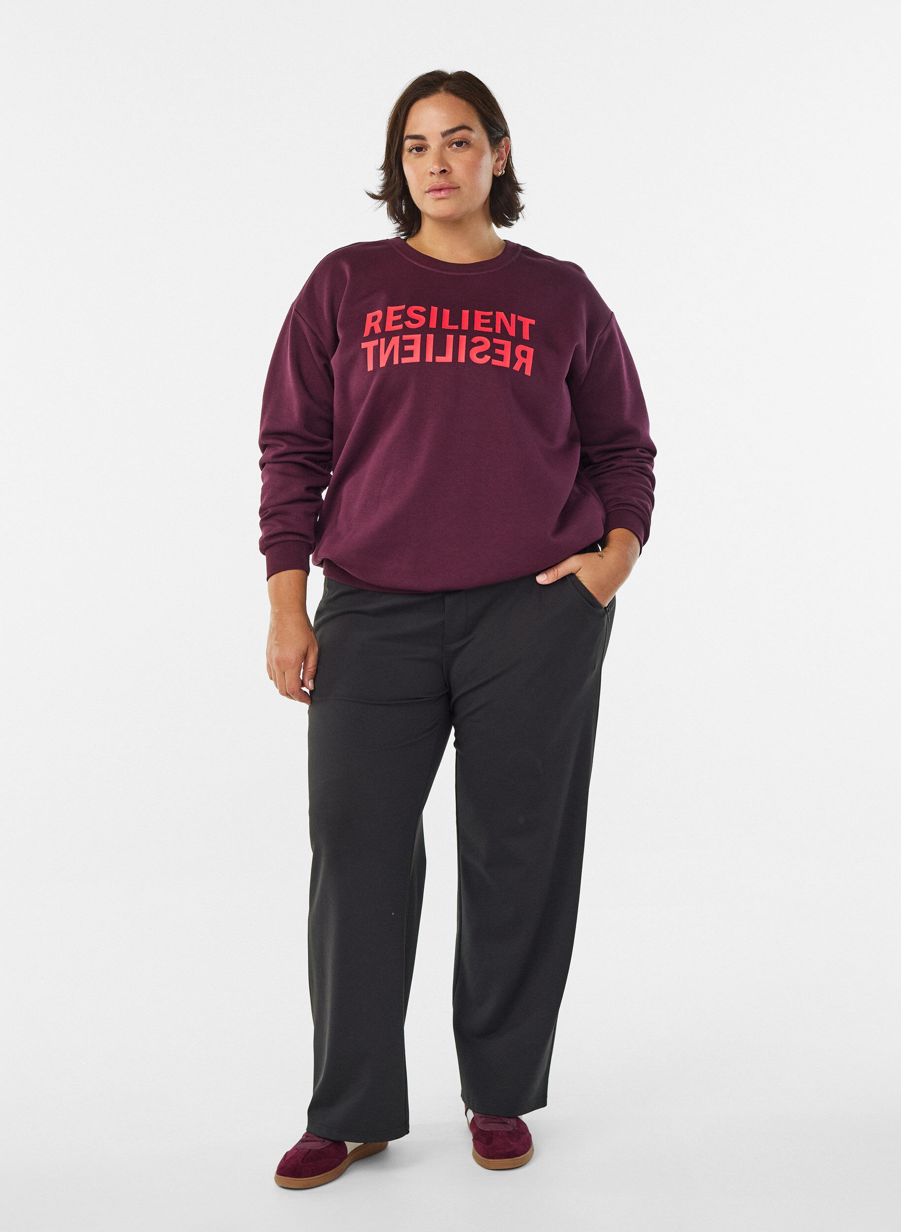 Zizzifashion Sweatshirt with text print, Red, Model image number 1