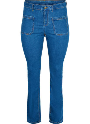 Ellen bootcut jeans with large pockets, Blue denim, Packshot image number 0