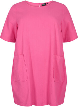 FLASH - Short sleeved tunic in cotton, Raspberry Rose, Packshot image number 0
