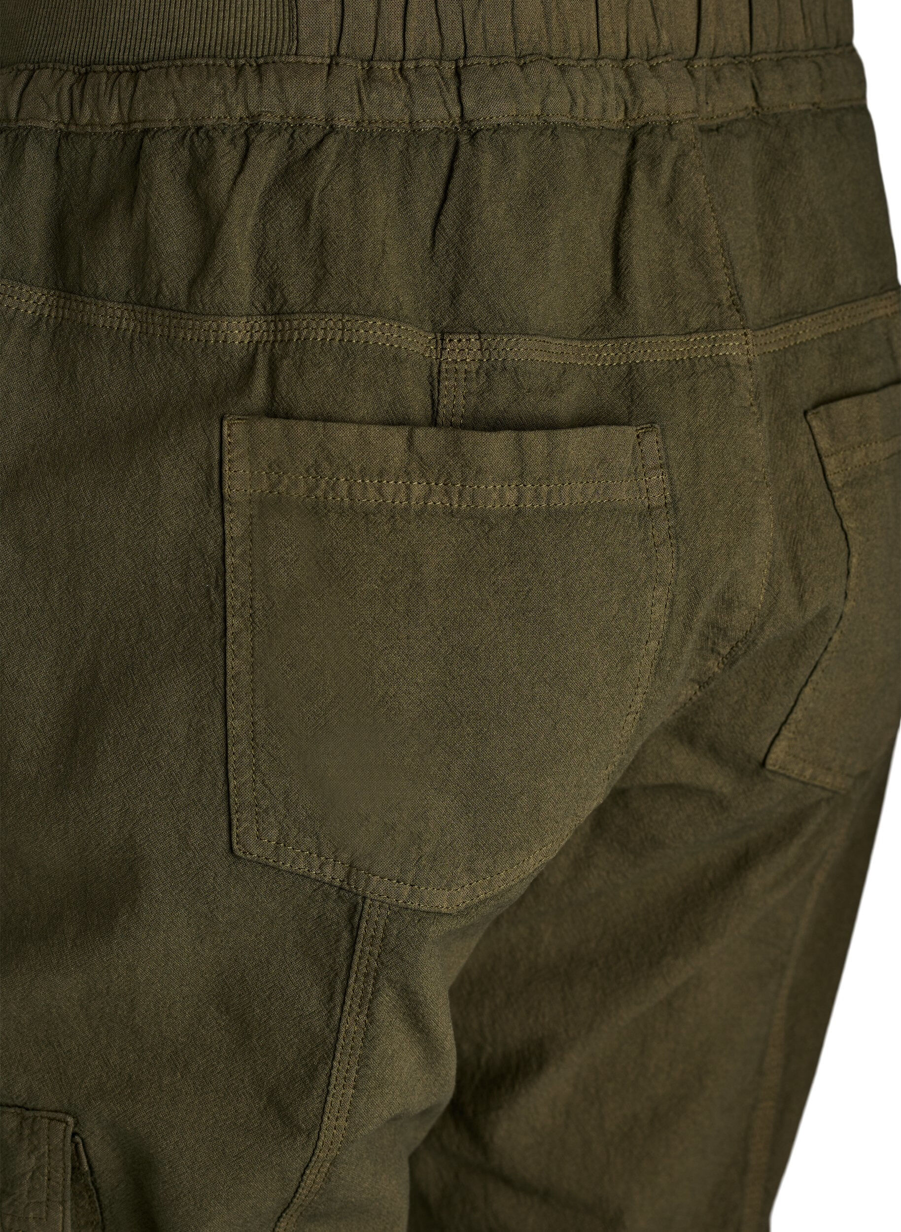 Zizzifashion Loose cargo trousers in cotton, Green, Packshot image number 4