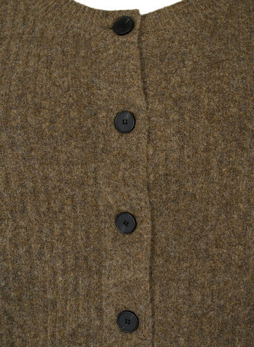 Ribbed knitted cardigan with buttons, Brown Mel., Packshot image number 2