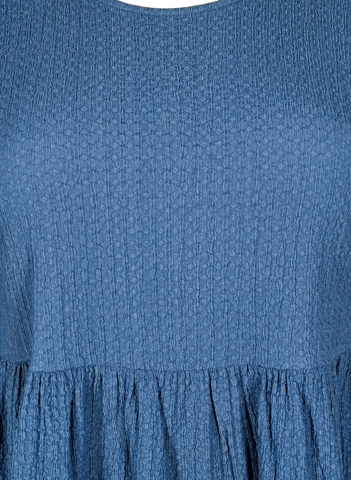 FLASH - Short dress with texture and 3/4 sleeves, Sargasso Sea, Packshot image number 2