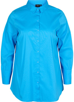 Long-sleeved shirt with high cuffs, Dresden Blue, Packshot image number 0