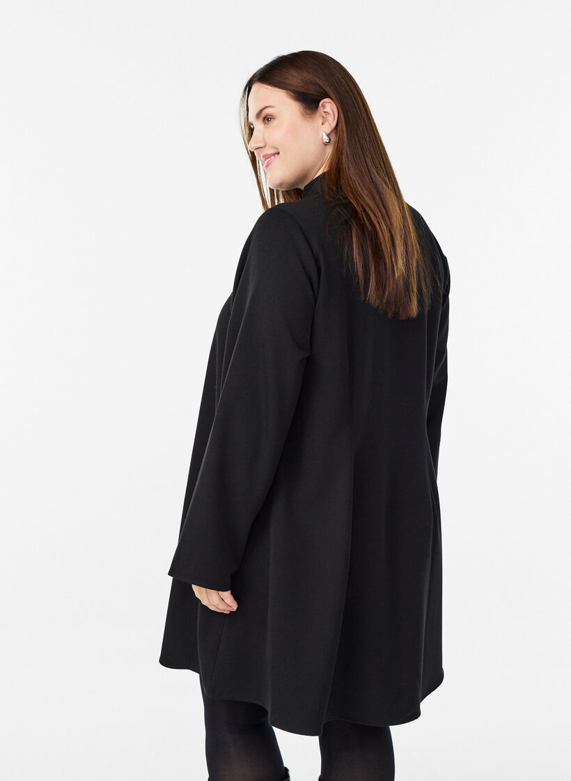 Short A-line dress with long sleeves, Black, Model image number 2