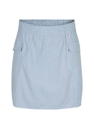 Short cotton skirt with elasticated waistband, Nebulas B. W. Stripe, Packshot image number 0