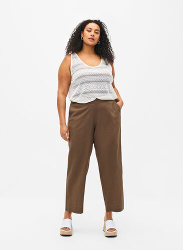 Loose pants in linen-cotton blend, Cub, Model image number 0