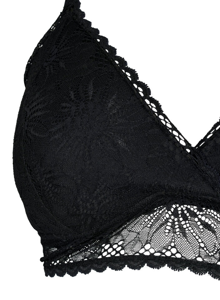 Lace bralette with back detail, Black, Packshot image number 2