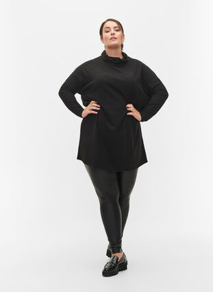 Tunic with long sleeves and high neck, Black, Model image number 2
