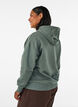 Hoodie with chest print, Green, Model image number 2
