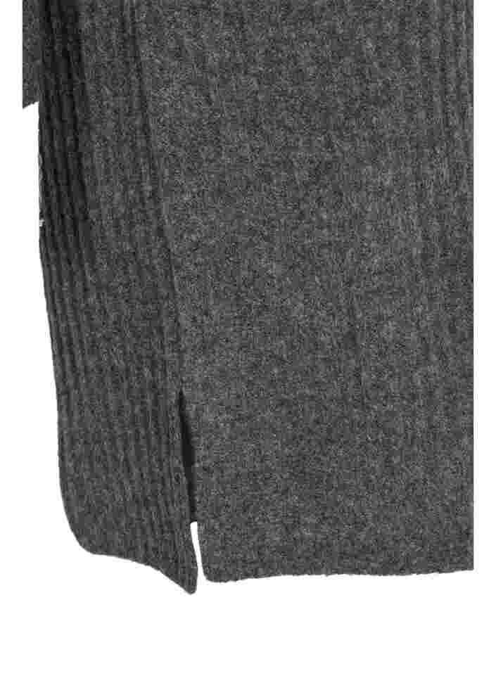 Knitted dress with rib structure, Dark Grey Melange, Packshot image number 2