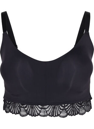 Bra with lace and padded cups, Black, Packshot image number 0