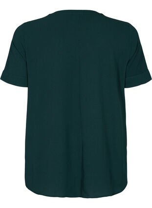 Short-sleeved blouse with v-neckline, Scarab, Packshot image number 1