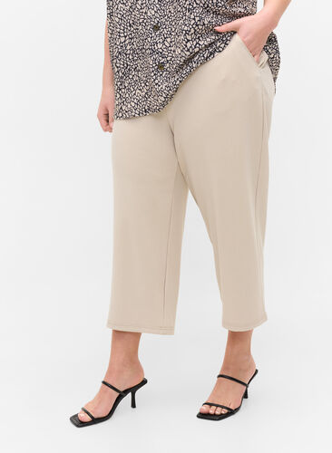 Plain-coloured culottes with pockets, Off White, Model image number 1