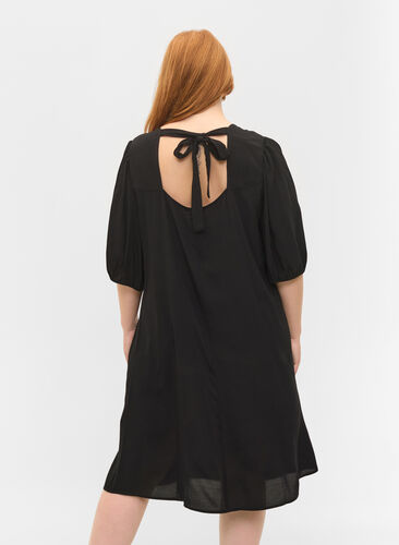 Viscose dress with back detail, Black, Model image number 1