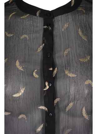 Transparent shirt with lurex pattern, Black, Packshot image number 2