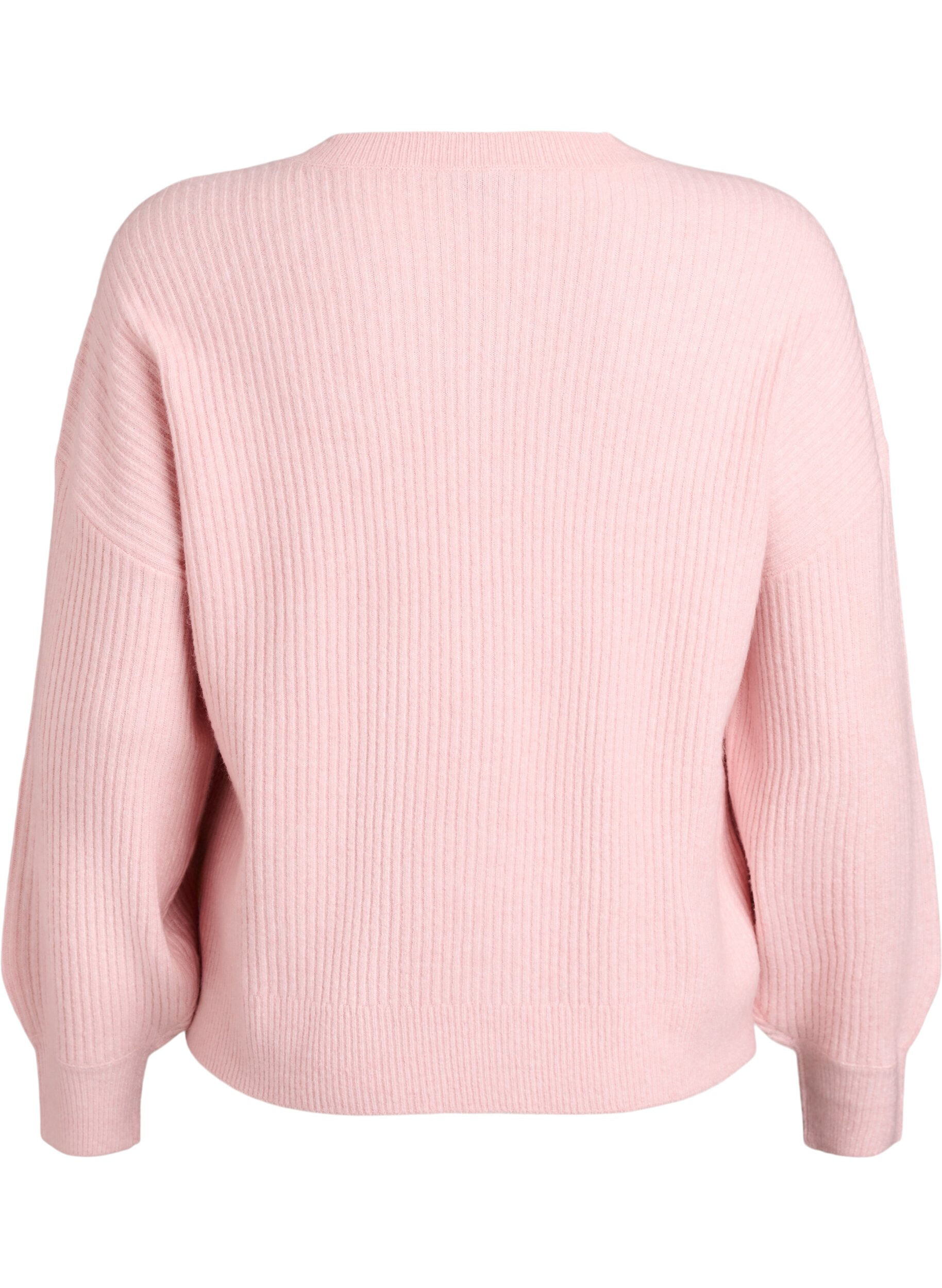 ZizzifashionRibbed cardigan with buttons, Pink, Packshot image number 1