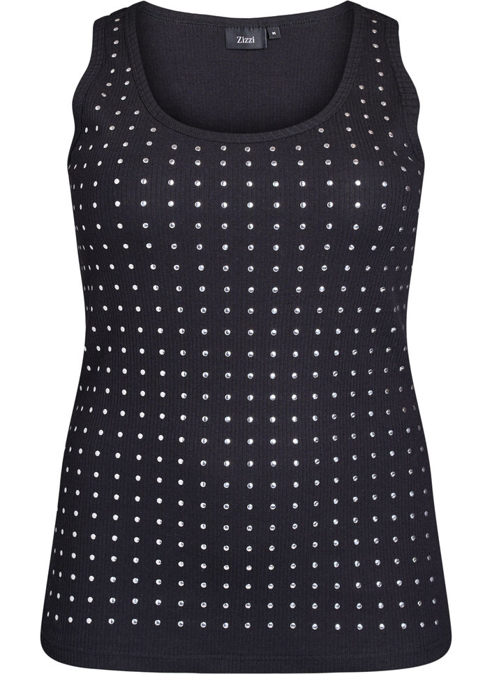 Tank top with studs, Black, Packshot image number 0