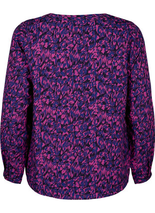 FLASH - Long sleeve blouse with print, Pink Blue AOP, Packshot image number 1