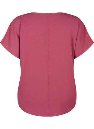 Blouse with short sleeves and a round neckline, Dry Rose, Packshot image number 1