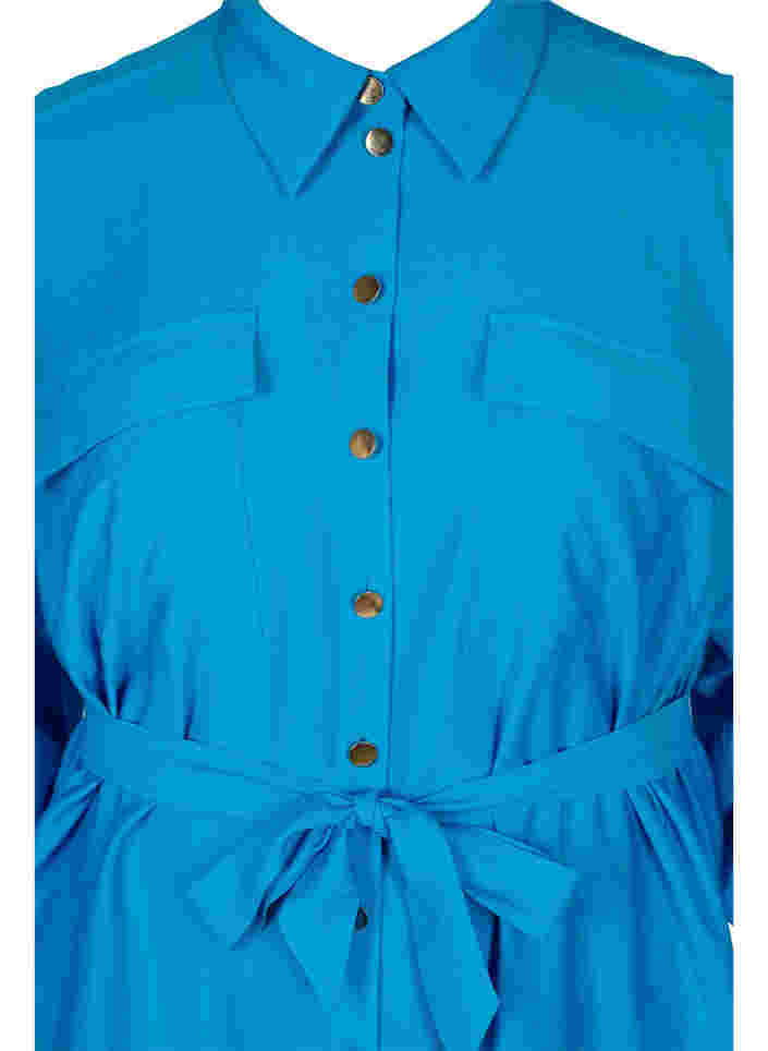 Viscose shirt dress with tie-belt, Dresden Blue, Packshot image number 2