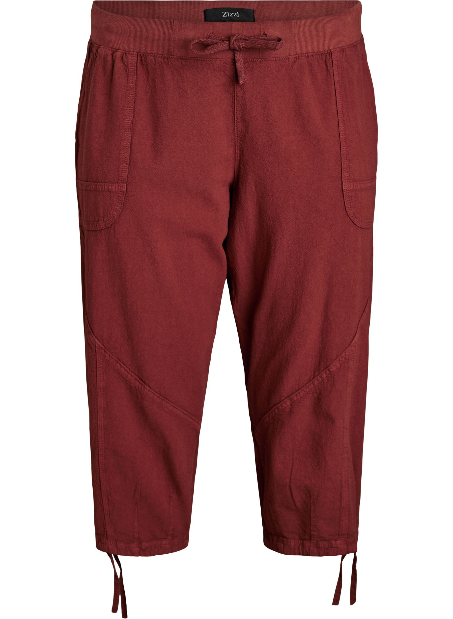 Zizzifashion Cotton Capri trousers, Red, Packshot image number 0