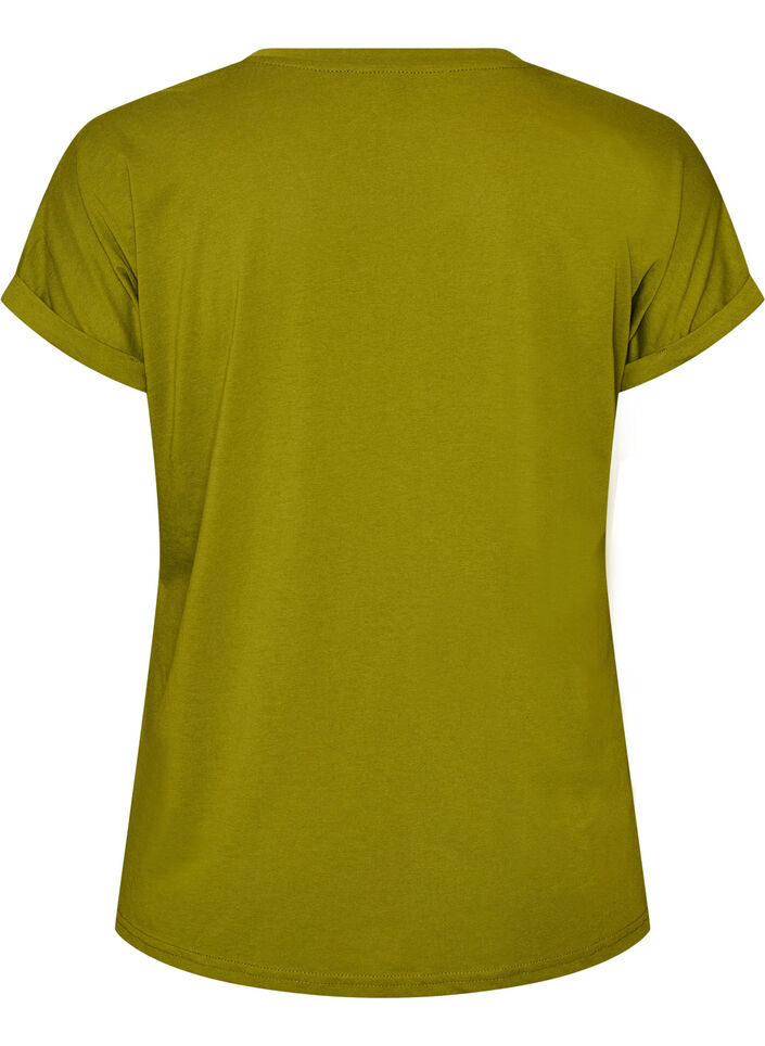 Short sleeved cotton blend t-shirt, Green, Packshot image number 1