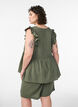 Loose cotton muslin shorts with a high waist, Green, Model image number 2