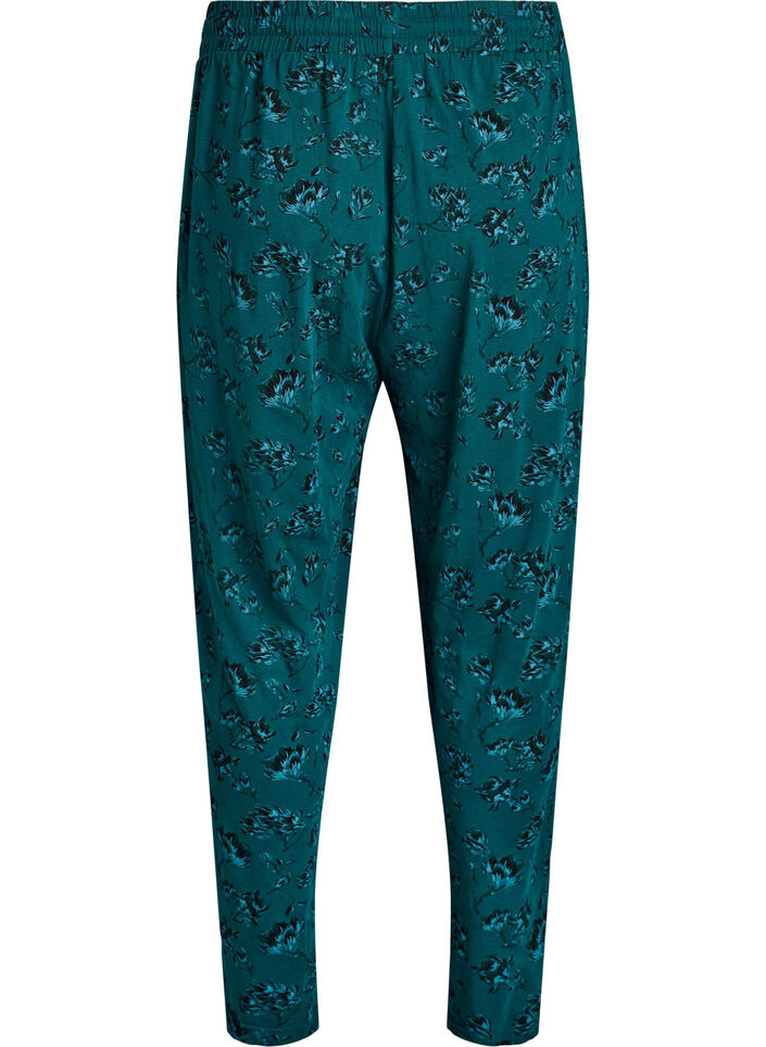 Cotton pyjamas pants with print, Turquoise, Packshot image number 1