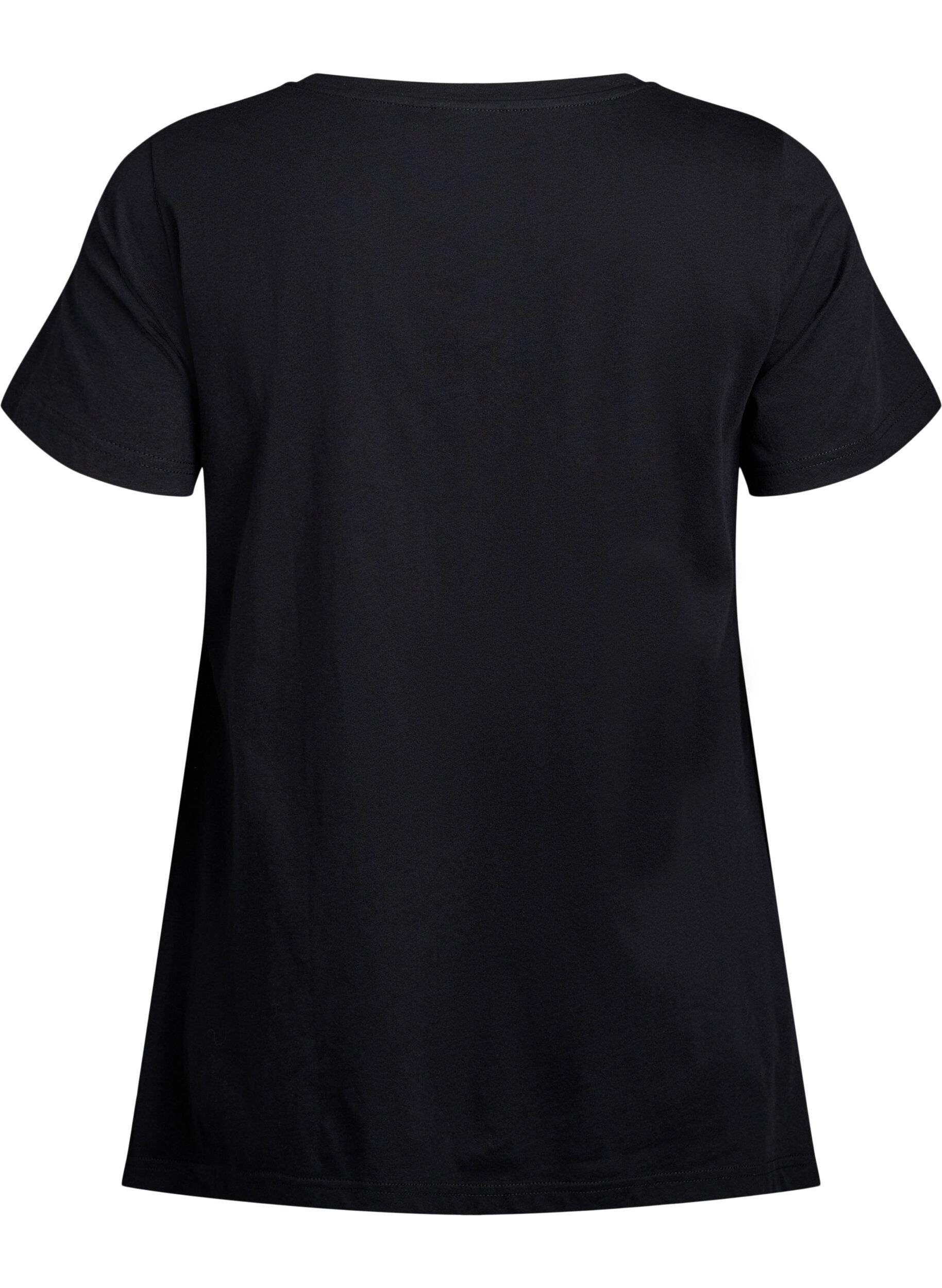 Zizzifashion T-shirt with a round neck and A-line shape, Black, Packshot image number 1