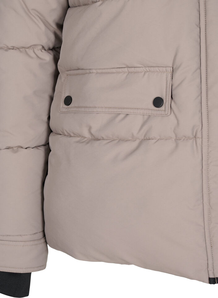 Short puffer jacket with contrast details, Beige, Packshot image number 3