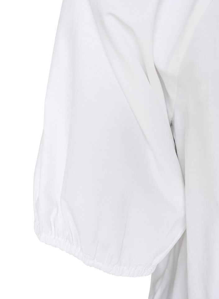 Shirt blouse with button fastening and tie-belt, White, Packshot image number 3