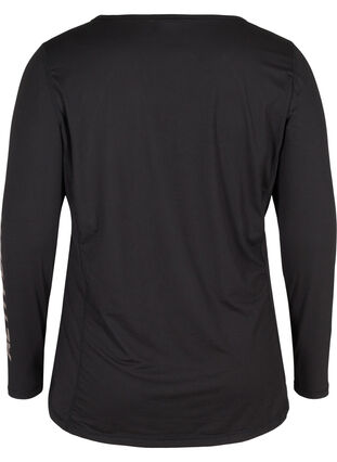 Training shirt with long sleeves and print, Black, Packshot image number 1