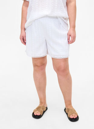Shorts with a textured pattern, Bright White, Model image number 2