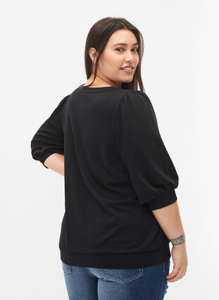 Sweatshirt with 3/4 sleeves, Black, Model image number 1