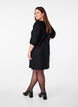 Short dress with texture and 3/4 sleeves, Black, Model image number 2