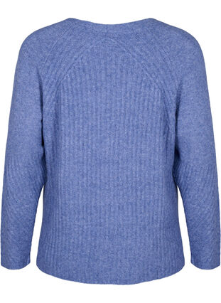 Knit sweater with slit, Gray Blue Mel., Packshot image number 1