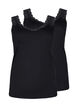 2-pack top with lace, Black / Black, Packshot image number 0
