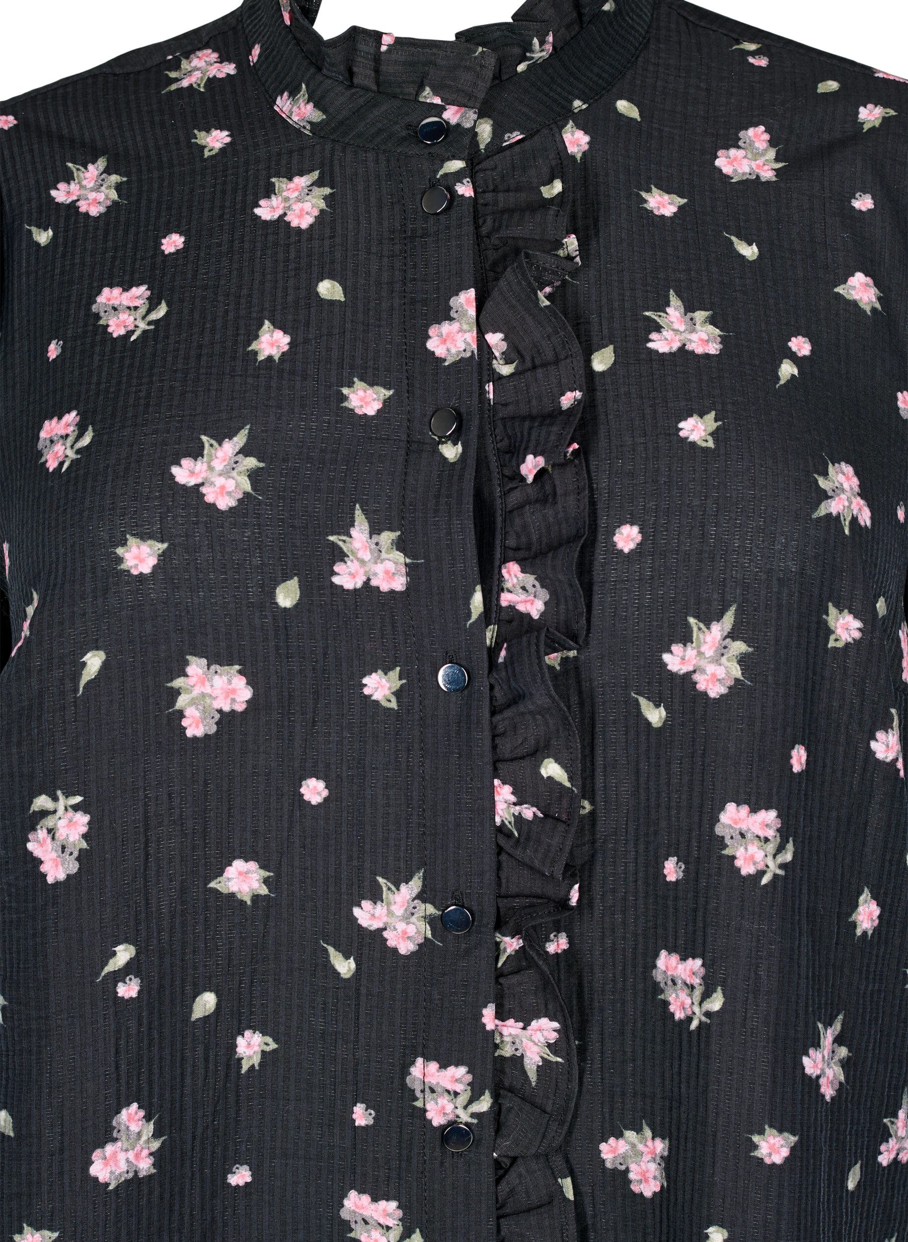 Zizzifashion Floral tunic in lyocell, Black, Packshot image number 2