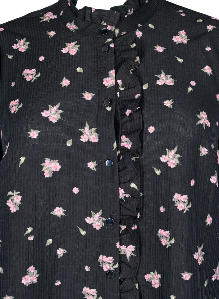 Floral tunic in lyocell, Black, Packshot image number 2